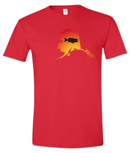 Short Sleeve T-Shirt Alaska Red Large Mouth Bass Vibrant Design High Quality Tight Knit Ring Spun Low Maintenance Cotton Printed With The Newest Available Color Transfer Technology