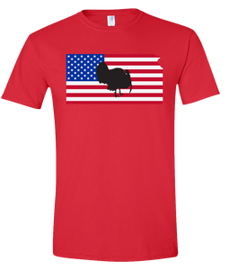 Short Sleeve T-Shirt Kansas Red Turkey Vibrant Design High Quality Tight Knit Ring Spun Low Maintenance Cotton Printed With The Newest Available Color Transfer Technology