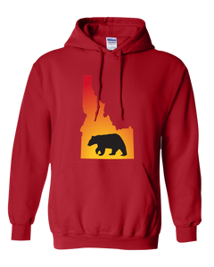 Pullover Hooded Sweatshirt Idaho Red Black Bear Vibrant Design High Quality Tight Knit Ring Spun Low Maintenance Cotton Printed With The Newest Available Color Transfer Technology
