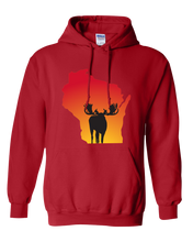 Load image into Gallery viewer, Pullover Hooded Sweatshirt Wisconsin Red Moose Vibrant Design High Quality Tight Knit Ring Spun Low Maintenance Cotton Printed With The Newest Available Color Transfer Technology