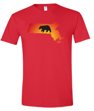 Load image into Gallery viewer, Short Sleeve T-Shirt Massachusetts Red Black Bear Vibrant Design High Quality Tight Knit Ring Spun Low Maintenance Cotton Printed With The Newest Available Color Transfer Technology
