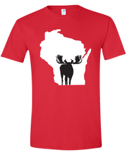 Load image into Gallery viewer, Short Sleeve T-Shirt Wisconsin Red Moose Vibrant Design High Quality Tight Knit Ring Spun Low Maintenance Cotton Printed With The Newest Available Color Transfer Technology