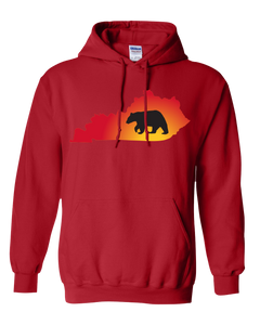 Pullover Hooded Sweatshirt Kentucky Red Black Bear Vibrant Design High Quality Tight Knit Ring Spun Low Maintenance Cotton Printed With The Newest Available Color Transfer Technology