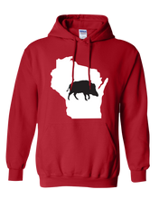 Load image into Gallery viewer, Pullover Hooded Sweatshirt Wisconsin Red Wild Hog Vibrant Design High Quality Tight Knit Ring Spun Low Maintenance Cotton Printed With The Newest Available Color Transfer Technology