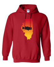 Load image into Gallery viewer, Pullover Hooded Sweatshirt Illinois Red Large Mouth Bass Vibrant Design High Quality Tight Knit Ring Spun Low Maintenance Cotton Printed With The Newest Available Color Transfer Technology