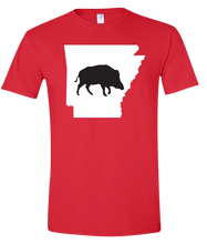 Load image into Gallery viewer, Short Sleeve T-Shirt Arkansas Red Wild Hog Vibrant Design High Quality Tight Knit Ring Spun Low Maintenance Cotton Printed With The Newest Available Color Transfer Technology