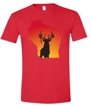 Load image into Gallery viewer, Short Sleeve T-Shirt Wisconsin Red Whitetail Deer Vibrant Design High Quality Tight Knit Ring Spun Low Maintenance Cotton Printed With The Newest Available Color Transfer Technology