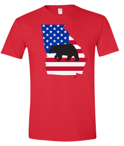 Short Sleeve T-Shirt Georgia Red Black Bear Vibrant Design High Quality Tight Knit Ring Spun Low Maintenance Cotton Printed With The Newest Available Color Transfer Technology