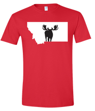 Load image into Gallery viewer, Short Sleeve T-Shirt Montana Red Moose Vibrant Design High Quality Tight Knit Ring Spun Low Maintenance Cotton Printed With The Newest Available Color Transfer Technology