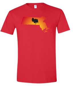 Short Sleeve T-Shirt Massachusetts Red Turkey Vibrant Design High Quality Tight Knit Ring Spun Low Maintenance Cotton Printed With The Newest Available Color Transfer Technology