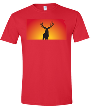 Load image into Gallery viewer, Short Sleeve T-Shirt Kansas Red Mule Deer Vibrant Design High Quality Tight Knit Ring Spun Low Maintenance Cotton Printed With The Newest Available Color Transfer Technology