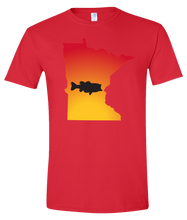 Load image into Gallery viewer, Short Sleeve T-Shirt Minnesota Red Large Mouth Bass Vibrant Design High Quality Tight Knit Ring Spun Low Maintenance Cotton Printed With The Newest Available Color Transfer Technology
