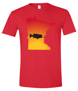 Short Sleeve T-Shirt Minnesota Red Large Mouth Bass Vibrant Design High Quality Tight Knit Ring Spun Low Maintenance Cotton Printed With The Newest Available Color Transfer Technology