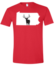 Load image into Gallery viewer, Short Sleeve T-Shirt Pennsylvania Red Elk Vibrant Design High Quality Tight Knit Ring Spun Low Maintenance Cotton Printed With The Newest Available Color Transfer Technology