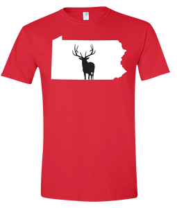 Short Sleeve T-Shirt Pennsylvania Red Elk Vibrant Design High Quality Tight Knit Ring Spun Low Maintenance Cotton Printed With The Newest Available Color Transfer Technology