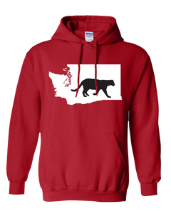 Pullover Hooded Sweatshirt Washington Red Mountain Lion Vibrant Design High Quality Tight Knit Ring Spun Low Maintenance Cotton Printed With The Newest Available Color Transfer Technology