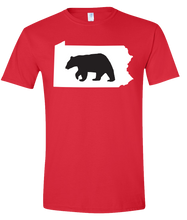 Load image into Gallery viewer, Short Sleeve T-Shirt Pennsylvania Red Black Bear Vibrant Design High Quality Tight Knit Ring Spun Low Maintenance Cotton Printed With The Newest Available Color Transfer Technology