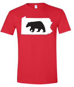 Short Sleeve T-Shirt Pennsylvania Red Black Bear Vibrant Design High Quality Tight Knit Ring Spun Low Maintenance Cotton Printed With The Newest Available Color Transfer Technology
