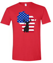 Load image into Gallery viewer, Short Sleeve T-Shirt Wisconsin Red Whitetail Deer Vibrant Design High Quality Tight Knit Ring Spun Low Maintenance Cotton Printed With The Newest Available Color Transfer Technology