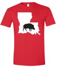 Load image into Gallery viewer, Short Sleeve T-Shirt Louisiana Red Wild Hog Vibrant Design High Quality Tight Knit Ring Spun Low Maintenance Cotton Printed With The Newest Available Color Transfer Technology