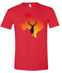 Short Sleeve T-Shirt Texas Red Mule Deer Vibrant Design High Quality Tight Knit Ring Spun Low Maintenance Cotton Printed With The Newest Available Color Transfer Technology