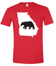 Load image into Gallery viewer, Short Sleeve T-Shirt Georgia Red Black Bear Vibrant Design High Quality Tight Knit Ring Spun Low Maintenance Cotton Printed With The Newest Available Color Transfer Technology