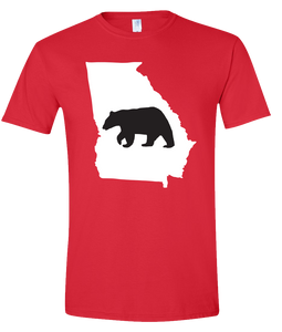 Short Sleeve T-Shirt Georgia Red Black Bear Vibrant Design High Quality Tight Knit Ring Spun Low Maintenance Cotton Printed With The Newest Available Color Transfer Technology