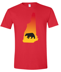 Short Sleeve T-Shirt New Hampshire Red Black Bear Vibrant Design High Quality Tight Knit Ring Spun Low Maintenance Cotton Printed With The Newest Available Color Transfer Technology