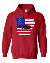Load image into Gallery viewer, Pullover Hooded Sweatshirt Arkansas Red Large Mouth Bass Vibrant Design High Quality Tight Knit Ring Spun Low Maintenance Cotton Printed With The Newest Available Color Transfer Technology