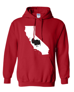 Pullover Hooded Sweatshirt California Red Turkey Vibrant Design High Quality Tight Knit Ring Spun Low Maintenance Cotton Printed With The Newest Available Color Transfer Technology