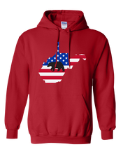 Load image into Gallery viewer, Pullover Hooded Sweatshirt West Virginia Red Black Bear Vibrant Design High Quality Tight Knit Ring Spun Low Maintenance Cotton Printed With The Newest Available Color Transfer Technology