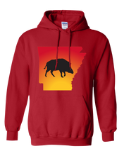 Load image into Gallery viewer, Pullover Hooded Sweatshirt Arkansas Red Wild Hog Vibrant Design High Quality Tight Knit Ring Spun Low Maintenance Cotton Printed With The Newest Available Color Transfer Technology