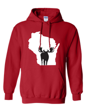 Load image into Gallery viewer, Pullover Hooded Sweatshirt Wisconsin Red Moose Vibrant Design High Quality Tight Knit Ring Spun Low Maintenance Cotton Printed With The Newest Available Color Transfer Technology