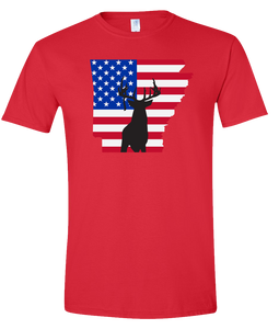 Short Sleeve T-Shirt Arkansas Red Whitetail Deer Vibrant Design High Quality Tight Knit Ring Spun Low Maintenance Cotton Printed With The Newest Available Color Transfer Technology