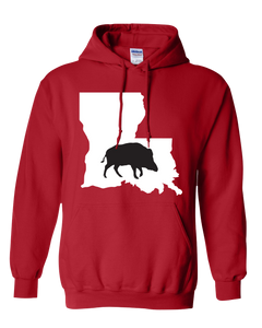 Pullover Hooded Sweatshirt Louisiana Red Wild Hog Vibrant Design High Quality Tight Knit Ring Spun Low Maintenance Cotton Printed With The Newest Available Color Transfer Technology