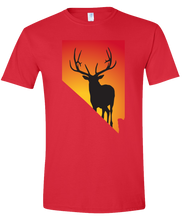 Load image into Gallery viewer, Short Sleeve T-Shirt Nevada Red Elk Vibrant Design High Quality Tight Knit Ring Spun Low Maintenance Cotton Printed With The Newest Available Color Transfer Technology