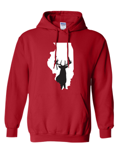 Pullover Hooded Sweatshirt Illinois Red Whitetail Deer Vibrant Design High Quality Tight Knit Ring Spun Low Maintenance Cotton Printed With The Newest Available Color Transfer Technology