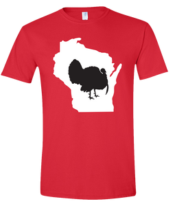 Short Sleeve T-Shirt Wisconsin Red Turkey Vibrant Design High Quality Tight Knit Ring Spun Low Maintenance Cotton Printed With The Newest Available Color Transfer Technology
