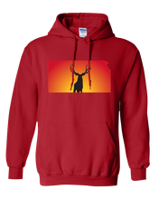 Load image into Gallery viewer, Pullover Hooded Sweatshirt Kansas Red Mule Deer Vibrant Design High Quality Tight Knit Ring Spun Low Maintenance Cotton Printed With The Newest Available Color Transfer Technology