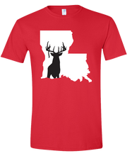 Load image into Gallery viewer, Short Sleeve T-Shirt Louisiana Red Whitetail Deer Vibrant Design High Quality Tight Knit Ring Spun Low Maintenance Cotton Printed With The Newest Available Color Transfer Technology