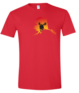 Short Sleeve T-Shirt Alaska Red Moose Vibrant Design High Quality Tight Knit Ring Spun Low Maintenance Cotton Printed With The Newest Available Color Transfer Technology