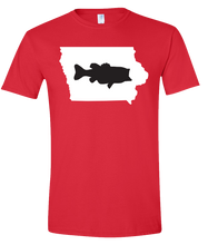 Load image into Gallery viewer, Short Sleeve T-Shirt Iowa Red Large Mouth Bass Vibrant Design High Quality Tight Knit Ring Spun Low Maintenance Cotton Printed With The Newest Available Color Transfer Technology