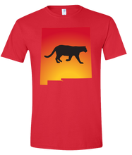 Load image into Gallery viewer, Short Sleeve T-Shirt New Mexico Red Mountain Lion Vibrant Design High Quality Tight Knit Ring Spun Low Maintenance Cotton Printed With The Newest Available Color Transfer Technology
