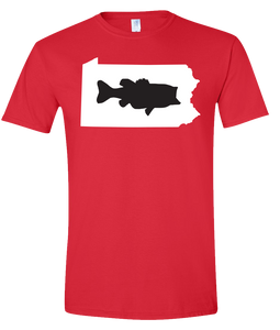 Short Sleeve T-Shirt Pennsylvania Red Large Mouth Bass Vibrant Design High Quality Tight Knit Ring Spun Low Maintenance Cotton Printed With The Newest Available Color Transfer Technology