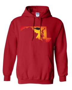 Pullover Hooded Sweatshirt Maryland Red Large Mouth Bass Vibrant Design High Quality Tight Knit Ring Spun Low Maintenance Cotton Printed With The Newest Available Color Transfer Technology