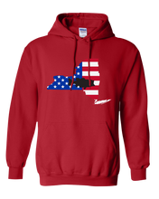 Load image into Gallery viewer, Pullover Hooded Sweatshirt New York Red Large Mouth Bass Vibrant Design High Quality Tight Knit Ring Spun Low Maintenance Cotton Printed With The Newest Available Color Transfer Technology