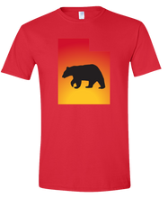 Load image into Gallery viewer, Short Sleeve T-Shirt Utah Red Black Bear Vibrant Design High Quality Tight Knit Ring Spun Low Maintenance Cotton Printed With The Newest Available Color Transfer Technology