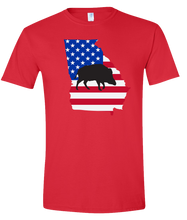 Load image into Gallery viewer, Short Sleeve T-Shirt Georgia Red Wild Hog Vibrant Design High Quality Tight Knit Ring Spun Low Maintenance Cotton Printed With The Newest Available Color Transfer Technology