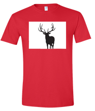 Load image into Gallery viewer, Short Sleeve T-Shirt Colorado Red Elk Vibrant Design High Quality Tight Knit Ring Spun Low Maintenance Cotton Printed With The Newest Available Color Transfer Technology