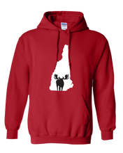 Load image into Gallery viewer, Pullover Hooded Sweatshirt New Hampshire Red Moose Vibrant Design High Quality Tight Knit Ring Spun Low Maintenance Cotton Printed With The Newest Available Color Transfer Technology
